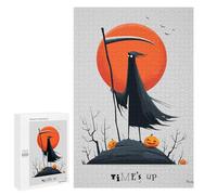 Puzzle Per Adolescenti 1000 PCS Time’s Up - Grim Reaper Halloween Art Puzzle Per Adulti Gioco Rompicapo Assemblaggio Di Modelli Interazione Genitore-figlio 1000 PCS