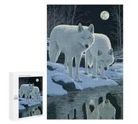 Puzzle Per Adolescenti 1000 PCS Two White Wolves Under Moonlight Puzzle Per Adulti Giochi Rilassanti Decorazione Da Parete Ottimo Regalo Per I Giocatori 1000 PCS