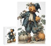 Puzzle Per Adolescenti 1000 PCS Vintage Halloween Pumpkin Scarecrow Illustration Puzzle Per Adolescenti Giocattolo Decorazione Da Parete Ma Divertente E Umoristico Unico Compleanno E Regali 1000 PCS