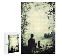 Puzzle Per Adolescenti 1000 PCS Vintage Solitude - Man And Dog in Tranquil Nature Puzzle Per Adulti Giochi Rilassanti Analisi E Logica Divertimento Attività A Casa, 1000 PCS