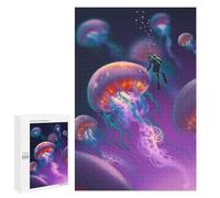 Puzzle Per Adolescenti 1000 PCS Watercolor Jellyfish Art Puzzle Per Adolescenti Giocattoli Fai Da Te Vacanze A Casa Passatempo Divertimento Attività A Casa, 1000 PCS