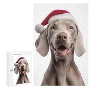 Puzzle Per Adolescenti 1000 PCS Weimaraner Dog with Santa Hat Portrait Puzzle Per Adulti Giochi Divertenti Perfetto Per Decorare E Fare Regali A Tutta La Famiglia 1000 PCS