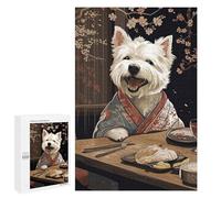Puzzle Per Adolescenti 1000 PCS Westie Dog Japanese Food Puzzle, Gioco Rompicapo, Regalo Di Compleanno, Attività Divertenti Da Fare A Casa, 1000 PCS