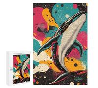 Puzzle Per Adolescenti 1000 PCS Whale in Space Majestic Whale Pop Art Vibrant And Dynamic Whale Design Puzzle Per Adulti Giochi Rilassanti Assemblaggio Di Modelli Interazione Genitore-figlio 1000 PC