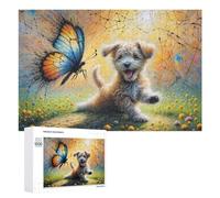 Puzzle Per Adolescenti 1000 PCS Whimsical Puppy And Butterfly Artwork Puzzle Per Adolescenti Giocattoli Antistress Assemblaggio Di Modelli Regali Unici Per Compleanno E Natale 1000 PCS