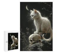 Puzzle Per Adolescenti 1000 PCS White Cat And Skull Puzzle Per Adulti Giochi Rilassanti Sfida Difficile Attività Divertenti A Casa 1000 PCS