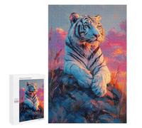 Puzzle Per Adolescenti 1000 PCS White Tiger Sunset Puzzle Per Adulti Giochi Rilassanti Sfida Difficile Attività Divertenti A Casa 1000 PCS