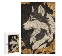 Puzzle Per Adolescenti 1000 PCS Wolf in Gold Frame Puzzle Antistress Decorazione Per La Casa Regali Unici Per Compleanno E Natale 1000 PCS