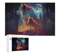Puzzle Per Adolescenti 1000 PCS Wolf Moonlit Forest Fantasy Puzzle Divertenti Da Assemblare, Modelli, Regali Unici Per Compleanno E Natale 1000 PCS