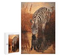 Puzzle Per Adolescenti 1000 PCS Zebra Drinking at Sunset Puzzle Giocattolo Decorazione Da Parete Decorazione Per La Casa Regali Unici Di Compleanno E Natale 1000 PCS