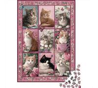 Puzzle Per Adolescenti 1000 Pezzi Adorable Kitten Collage Puzzle Per Adulti Giochi Rilassanti Un'opera D'arte Regali Di Natale E Compleanno 70x50cm/1000pcs