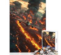 Puzzle per adolescenti 1000 pezzi Aereo su flusso di lava Giocattolo educativo Ottimo regalo per giochi Gioco impossibile con poster abbinato e foglio di quiz Dimensioni 50x75cm