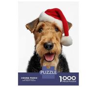 Puzzle Per Adolescenti 1000 Pezzi Airedale Terrier Dog with Santa Hat Puzzle Per Adulti Giocattolo Decorazione Da Parete Un'opera D'arte Regali Unici Per Compleanno E Natale 70x50cm/1000pcs