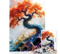 Puzzle per adolescenti 1000 pezzi Albero astratto con rami vorticosi Giocattoli antistress Regali di compleanno Gioco pratico Lista dei desideri con Babbo Natale Dimensioni 50x75cm