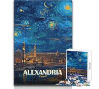 Puzzle per adolescenti 1000 pezzi Alessandria d'Egitto Notte stellata Arte Giocattoli Giochi educativi Sfida difficile Regali di Babbo Natale segreto Dimensioni 38x52cm