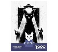 Puzzle Per Adolescenti 1000 Pezzi Alien Cats Abduction Black And White Puzzle Per Adulti Giocattolo Decorazione Da Parete Decorazione Perfetta Regali Unici Per Compleanno E Natale 38x26cm/1000pcs