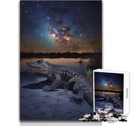 Puzzle per adolescenti 1000 pezzi Alligatore sotto le stelle Gioco stimolante Giocattoli Attività per la famiglia Giocattolo educativo Dimensioni 38x52cm