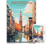 Puzzle per adolescenti 1000 pezzi Amsterdam Paesi Bassi Giocattolo Gioco intellettuale Gara di velocità a mano Regalo di compleanno Dimensioni 50x75cm