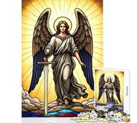 Puzzle per adolescenti 1000 pezzi Angelo con spada in vetro colorato Giocattolo educativo Ottimo regalo per giochi Giochi divertenti Decomprimere l'intelletto Dimensioni 38x26cm