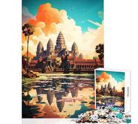 Puzzle per adolescenti 1000 pezzi Angkor Wat dipinto a olio giocattolo decorazione da parete opera d'arte regalo gioco per famiglie interazione genitore-figlio dimensioni 38x52cm