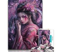Puzzle per adolescenti 1000 pezzi Anime Girl Flying Dragon per adulti giocattoli per l'intrattenimento della famiglia con poster abbinato e foglio di quiz 26x38cm