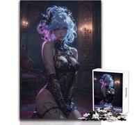 Puzzle per adolescenti 1000 pezzi Anime Girl in Black Dress Giocattolo Gioco intellettuale per divertimento in famiglia Regalo di compleanno Dimensioni 38x52cm