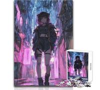 Puzzle per adolescenti 1000 pezzi Anime Girl in Rainy Cyberpunk Cityscape Giocattolo Gioco intellettuale per divertimento in famiglia Regalo di compleanno Dimensioni 50x75cm