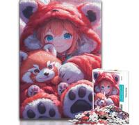 Puzzle per adolescenti 1000 pezzi Anime Red Panda Girl 1000 pezzi per adolescenti con poster abbinato e foglio di quiz per età dai 14 anni in su 75x50cm