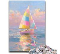 Puzzle per adolescenti 1000 pezzi Arcobaleno Barca a vela Giocattoli educativi di apprendimento Giochi per famiglie Migliora l'amore tra coppie 26x38cm