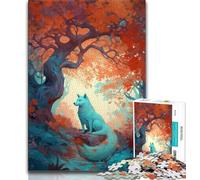 Puzzle per adolescenti 1000 pezzi Art Fox Under The Tree 1000 pezzi per adulti, giocattoli, giochi educativi, antistress, regali unici per compleanni e compleanni (dimensioni 38x26cm)
