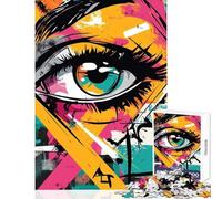 Puzzle per adolescenti 1000 pezzi Arte astratta degli occhi Giocattoli antistress Idee regalo Giochi per famiglie Adatto per la decorazione della scrivania Dimensioni 50x75cm