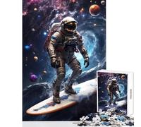 Puzzle per adolescenti 1000 pezzi Astronauta che fa surf Giocattolo spaziale Decorazione da parete Regalo Compleanno Giochi educativi Allena il tuo cervello e le tue mani Dimensioni 50x75cm