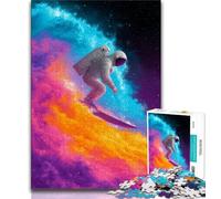 Puzzle per adolescenti 1000 pezzi Astronauta che fa surf nello spazio, attività divertenti per la famiglia a casa, regalo di compleanno, regali da viaggio (75x50cm)
