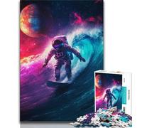Puzzle per adolescenti 1000 pezzi Astronauta che fa surf, per gioco educativo, giocattolo da regalare a tutta la famiglia, 50x75cm