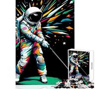 Puzzle per adolescenti 1000 pezzi Astronauta gioca a golf Wpap Giocattolo educativo Regali di Babbo Natale segreto Gioco pratico Migliora l'amore tra coppie Dimensioni 38x26cm