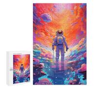 Puzzle Per Adolescenti 1000 Pezzi Astronauta in Colorful Space -4 Puzzle Per Adulti Giochi Rilassanti Taglio Precisione Gioco Sfidante Regali 1000 Pezzi