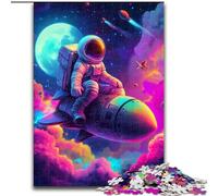 Puzzle per adolescenti 1000 pezzi Astronauti su razzo, attività per famiglie che rafforzano l'amore tra coppie per età 14+ 26x38cm