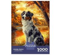 Puzzle Per Adolescenti 1000 Pezzi Autumn Dog by River Puzzle Per Adulti Gioco Per Famiglie Corsa Di Velocità Manuale Compleanno 52x38cm/1000pcs