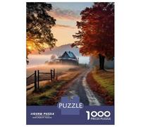 Puzzle Per Adolescenti 1000 Pezzi Autumn Road to Peaceful Cabin Puzzle Per Adulti Gioco Pratico Difficile Divertente Attività A Casa, 70x50cm/1000pcs