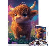 Puzzle per adolescenti 1000 pezzi Baby Highland Cow Giocattolo educativo Regalo divertente Gioco impossibile Migliorare l'amore tra coppie Dimensioni 38x52cm