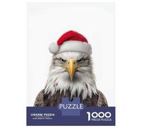 Puzzle Per Adolescenti 1000 Pezzi Bald Eagle with Santa Hat Puzzle Fai Da Te Giocattoli Staycation Passatempo Regali Unici Di Compleanno E Natale 70x50cm/1000pcs