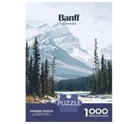 Puzzle Per Adolescenti 1000 Pezzi Banff Canada Mountain Landscape Illustration Puzzle Per Adulti Gioco Rompicapo Assemblaggio Di Modelli Per Compleanno, Natale 38x26cm/1000pcs