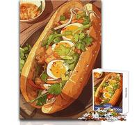Puzzle per adolescenti 1000 pezzi Banh Mi Sandwich Illustrazione Giochi educativi Migliora la memoria Regalo per compleanni Dimensioni 38x26cm
