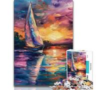 Puzzle per adolescenti 1000 pezzi Barca a vela sul mare, giochi educativi Decorazione per la casa Regalo di compleanno, regali, arte murale (38x26cm)