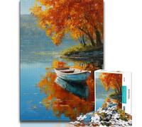 Puzzle per adolescenti 1000 pezzi Barca in autunno, giochi educativi Decorazione per la casa Adatto per la decorazione del desktop 38x26cm
