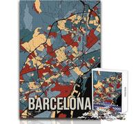 Puzzle per adolescenti 1000 pezzi Barcellona Spagna Mappa della città Arte Giochi educativi Migliora la memoria Regalo per compleanni Dimensioni 50x75cm