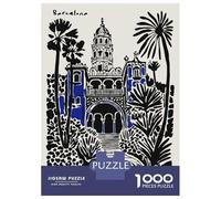 Puzzle Per Adolescenti 1000 Pezzi Barcelona Landmark with Tropical Plants Puzzle Per Adulti Gioco Rompicapo Assemblaggio Di Modelli Per Compleanno, Natale 70x50cm/1000pcs
