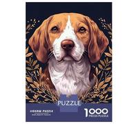 Puzzle Per Adolescenti 1000 Pezzi Beagle Portrait with Floral Accents Puzzle Per Adulti Gioco Rompicapo Decorazione Per La Casa Aiuta Ad Allenare Il Cervello 38x26cm/1000pcs