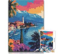 Puzzle per adolescenti 1000 pezzi Bellissimo lago italiano Tramonto Viaggio Arte minimalista Gioco stimolante Giocattoli educativi di apprendimento Giocattoli antistress Dimensioni 50x75cm