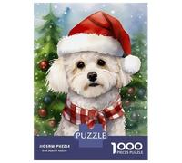Puzzle Per Adolescenti 1000 Pezzi Bichon Frise Christmas Pai Puzzle Fai Da Te Giocattoli Staycation Passatempo Regali Unici Di Compleanno E Natale 38x26cm/1000pcs